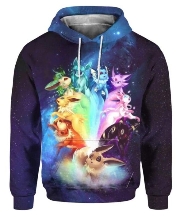 Eeveelution Rainbow - All Over Apparel - Hoodie / S - www.secrettees.com