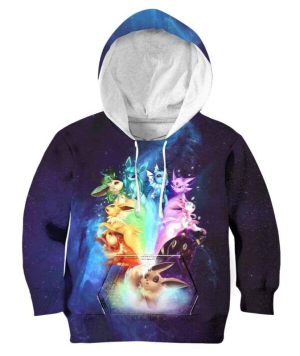 Eeveelution Rainbow - All Over Apparel - Kid Hoodie / S - www.secrettees.com