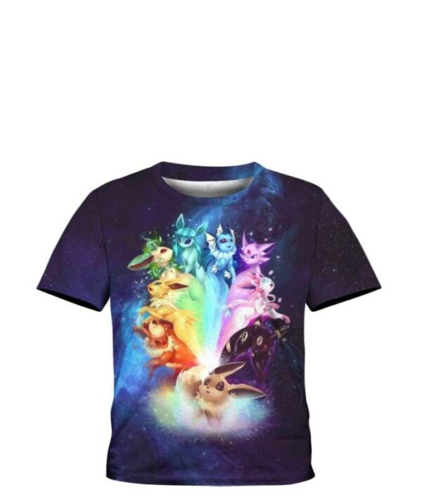 Eeveelution Rainbow - All Over Apparel - Kid Tee / S - www.secrettees.com