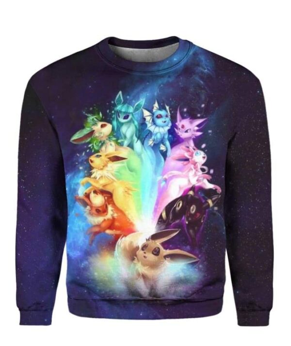 Eeveelution Rainbow - All Over Apparel - Sweatshirt / S - www.secrettees.com