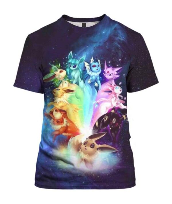 Eeveelution Rainbow - All Over Apparel - T-Shirt / S - www.secrettees.com