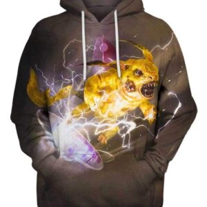 Electric Pikachu Angry - All Over Apparel - Hoodie / S - www.secrettees.com