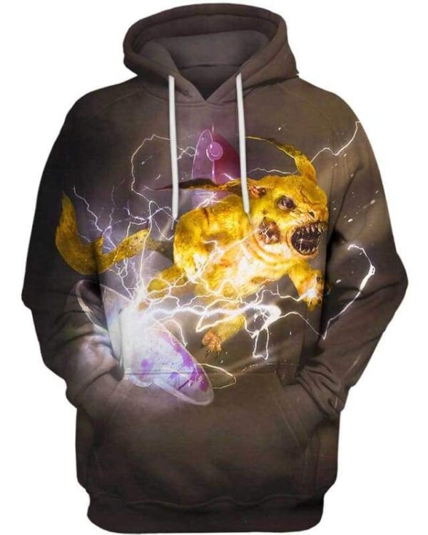 Electric Pikachu Angry - All Over Apparel - Hoodie / S - www.secrettees.com