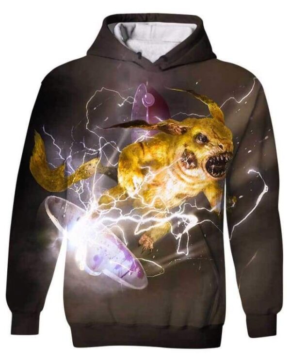 Electric Pikachu Angry - All Over Apparel - Kid Hoodie / S - www.secrettees.com
