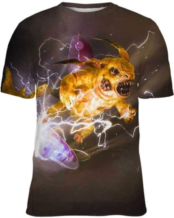 Electric Pikachu Angry - All Over Apparel - Kid Tee / S - www.secrettees.com
