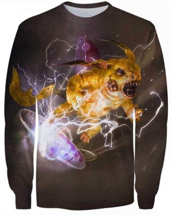 Electric Pikachu Angry - All Over Apparel - Sweatshirt / S - www.secrettees.com