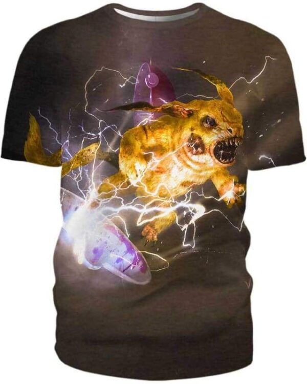 Electric Pikachu Angry - All Over Apparel - T-Shirt / S - www.secrettees.com