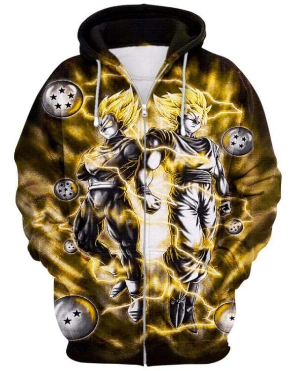 Electrifying Goku - All Over Apparel - Zip Hoodie / S - www.secrettees.com