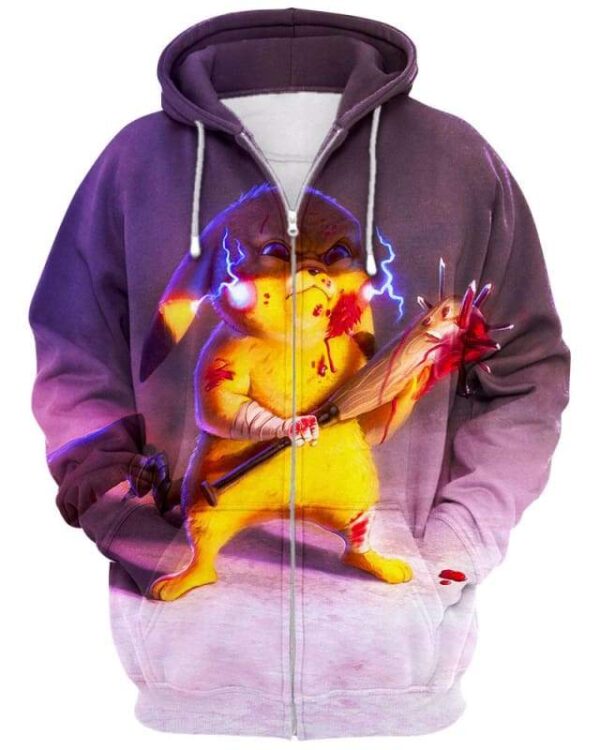 Evil Pikachu - All Over Apparel - Zip Hoodie / S - www.secrettees.com