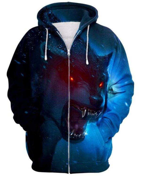 Evil Wolf - All Over Apparel - Zip Hoodie / S - www.secrettees.com