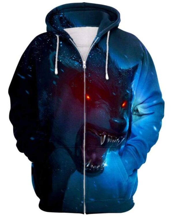 Evil Wolf - All Over Apparel - Zip Hoodie / S - www.secrettees.com