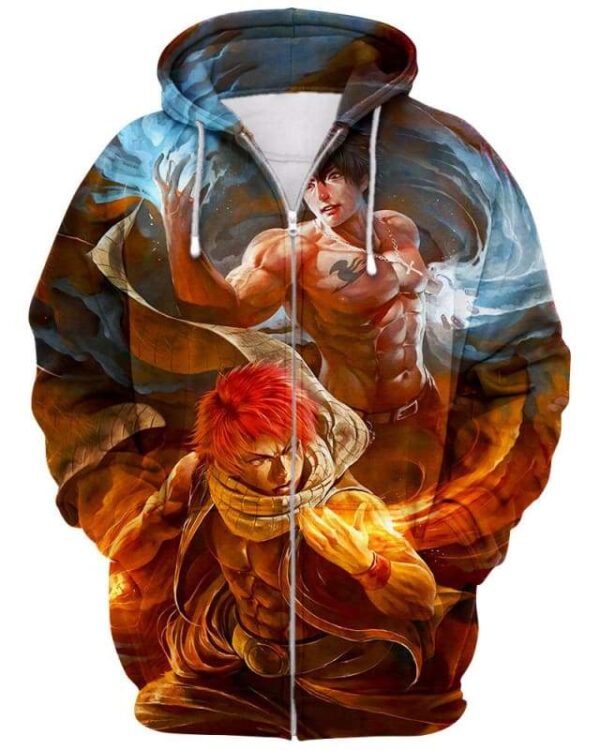 Fire And Ice - All Over Apparel - Zip Hoodie / S - www.secrettees.com