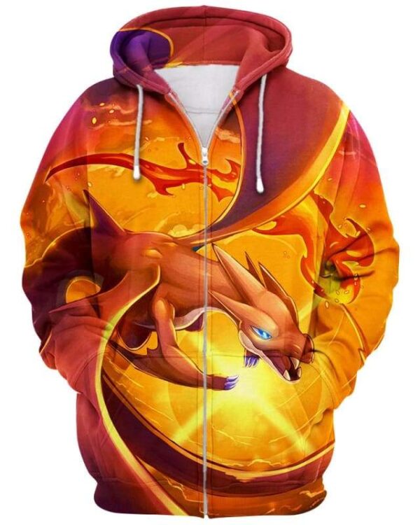 Fire Dragon - All Over Apparel - Zip Hoodie / S - www.secrettees.com