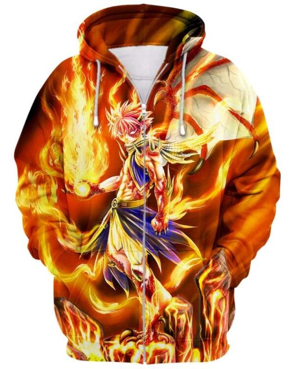 Fire God Dragon Natsu - All Over Apparel - Zip Hoodie / S - www.secrettees.com