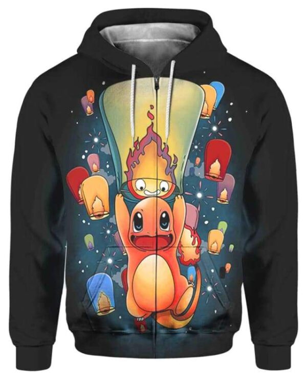 Fire Lanterns - All Over Apparel - Zip Hoodie / S - www.secrettees.com