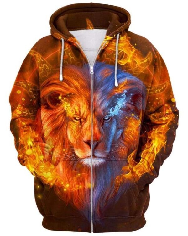 Fire Lion - All Over Apparel - Zip Hoodie / S - www.secrettees.com
