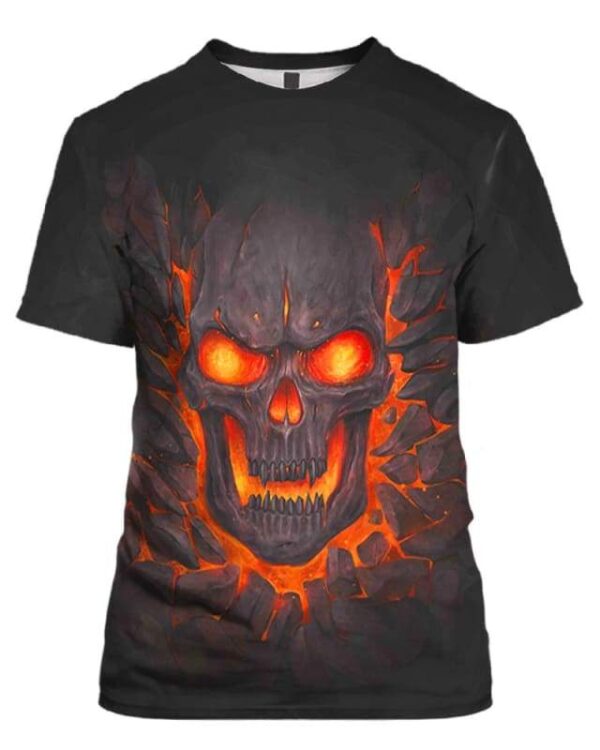 Fire Skull - All Over Apparel - T-Shirt / S - www.secrettees.com