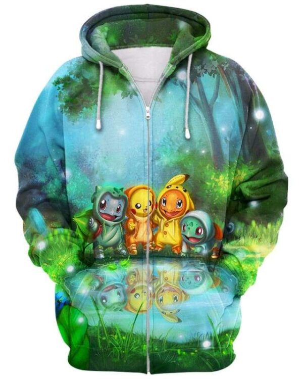 Forest Friends Pokemon - All Over Apparel - Zip Hoodie / S - www.secrettees.com