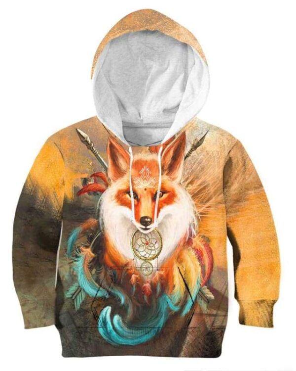 Fox Warrior - All Over Apparel - Kid Hoodie / S - www.secrettees.com