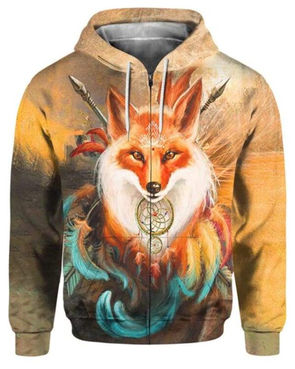 Fox Warrior - All Over Apparel - Zip Hoodie / S - www.secrettees.com