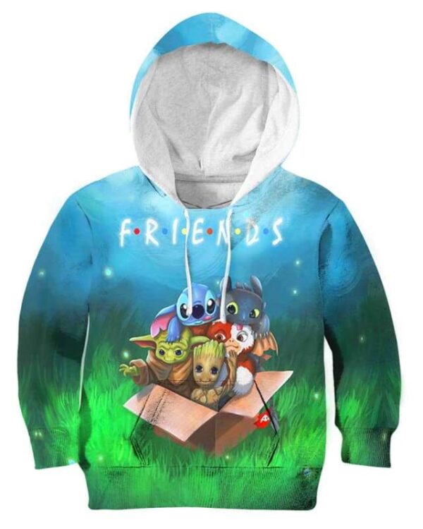 Friends Stitch Toothless Yoda Groot In Box - All Over Apparel - Kid Hoodie / S - www.secrettees.com