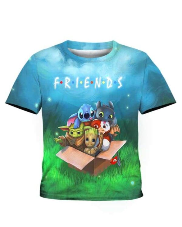 Friends Stitch Toothless Yoda Groot In Box - All Over Apparel - Kid Tee / S - www.secrettees.com