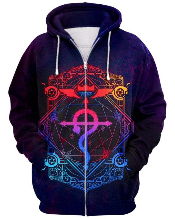 Fullmetal Alchemist - All Over Apparel - Zip Hoodie / S - www.secrettees.com