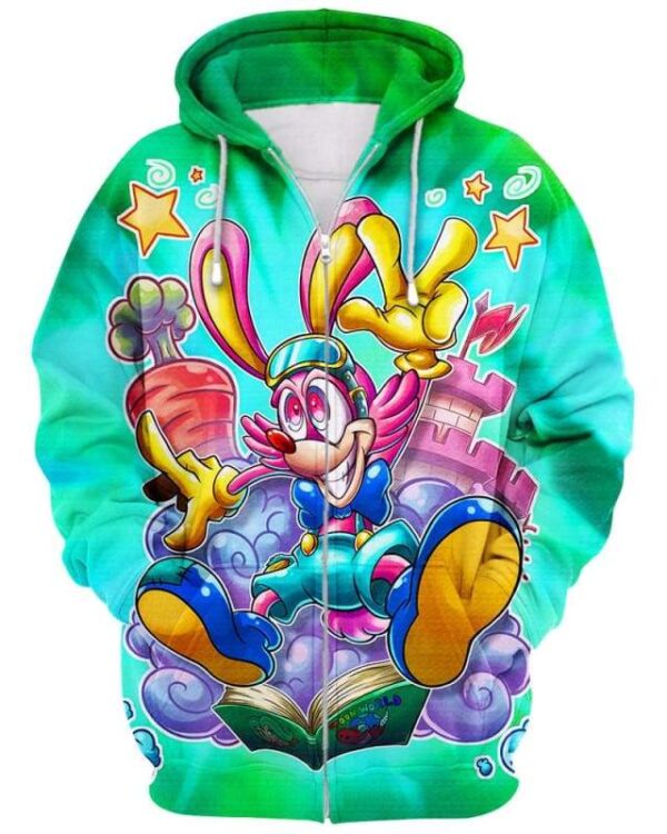 Funny Bunny - All Over Apparel - Zip Hoodie / S - www.secrettees.com