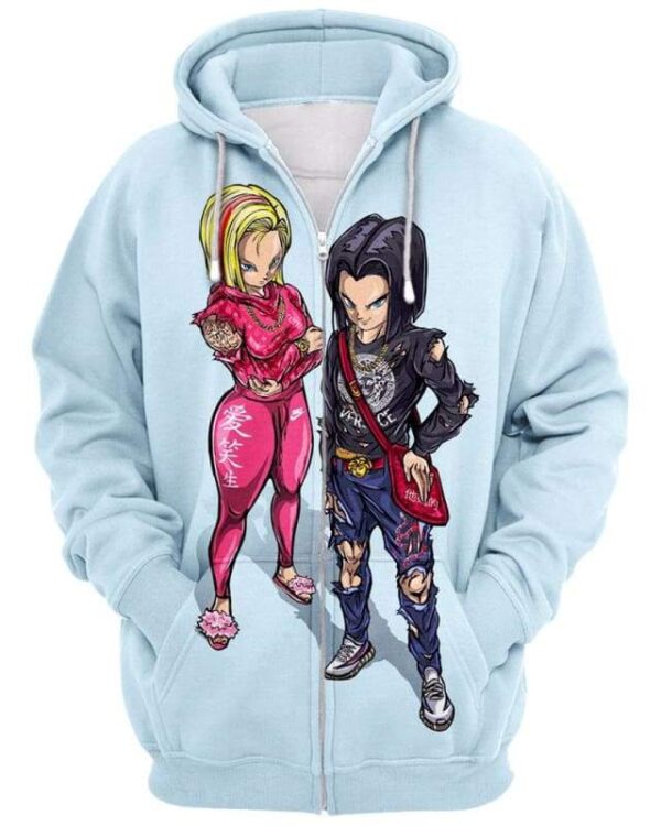 Gang android 17 18 Fashion - All Over Apparel - Zip Hoodie / S - www.secrettees.com