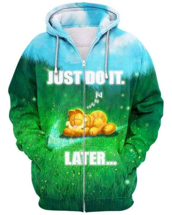 Garfield - Just Do It Later - All Over Apparel - Zip Hoodie / S - www.secrettees.com