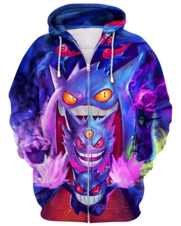 Gengar Family - All Over Apparel - Zip Hoodie / S - www.secrettees.com