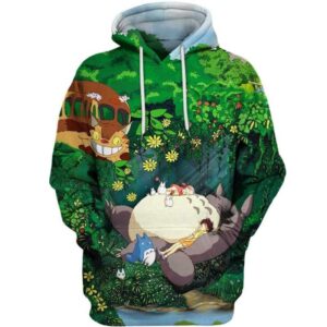 Ghibli Totoro Sleep in Green Forest - All Over Apparel - Hoodie / S - www.secrettees.com
