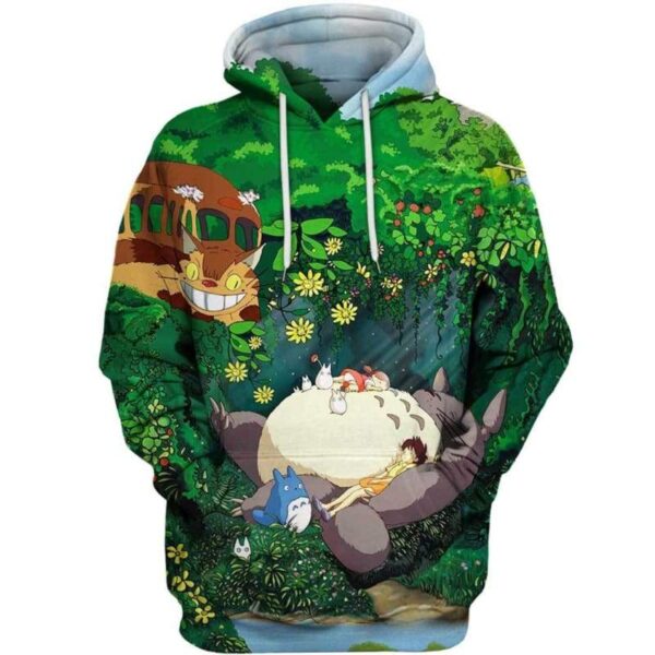 Ghibli Totoro Sleep in Green Forest - All Over Apparel - Hoodie / S - www.secrettees.com