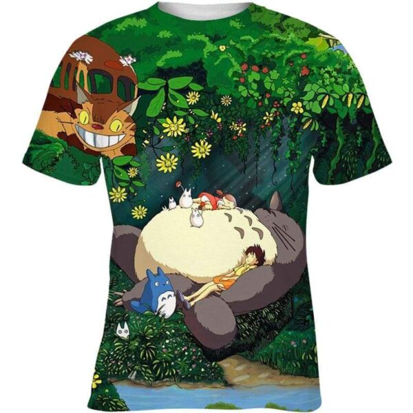 Ghibli Totoro Sleep in Green Forest - All Over Apparel - Kid Tee / S - www.secrettees.com