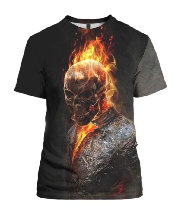 Ghost Rider Skulls Fire - All Over Apparel - T-Shirt / S - www.secrettees.com
