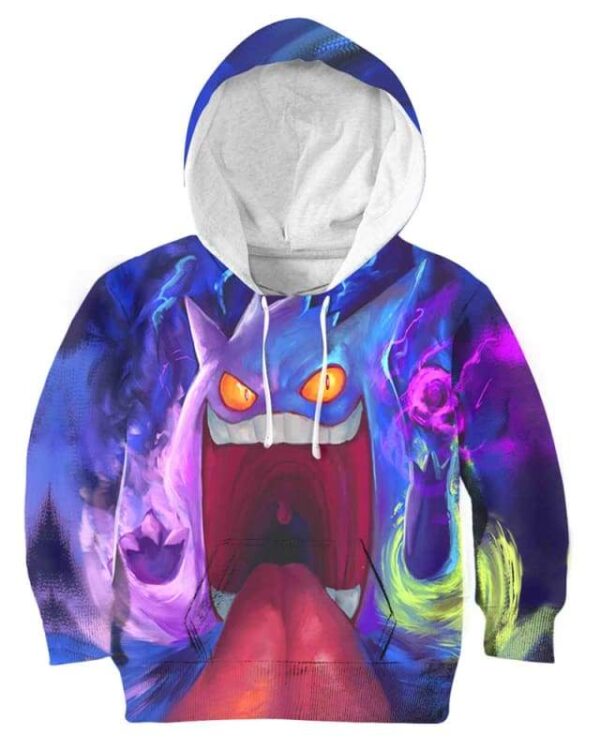 Gigantamax Gengar - All Over Apparel - Kid Hoodie / S - www.secrettees.com