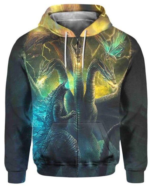 Godzilla King of the Monsters - All Over Apparel - Zip Hoodie / S - www.secrettees.com