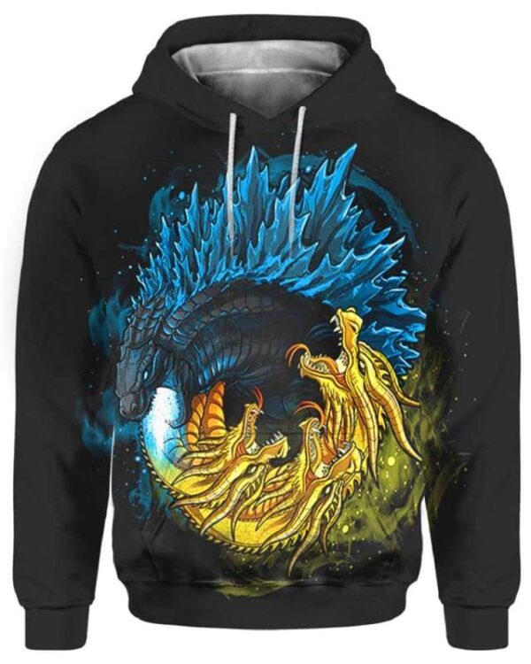 Godzilla Yin Yang - All Over Apparel - Hoodie / S - www.secrettees.com