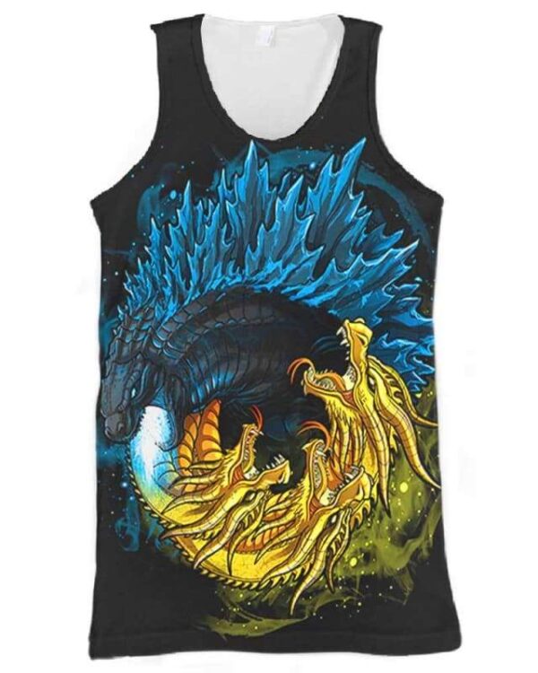 Godzilla Yin Yang - All Over Apparel - Tank Top / S - www.secrettees.com