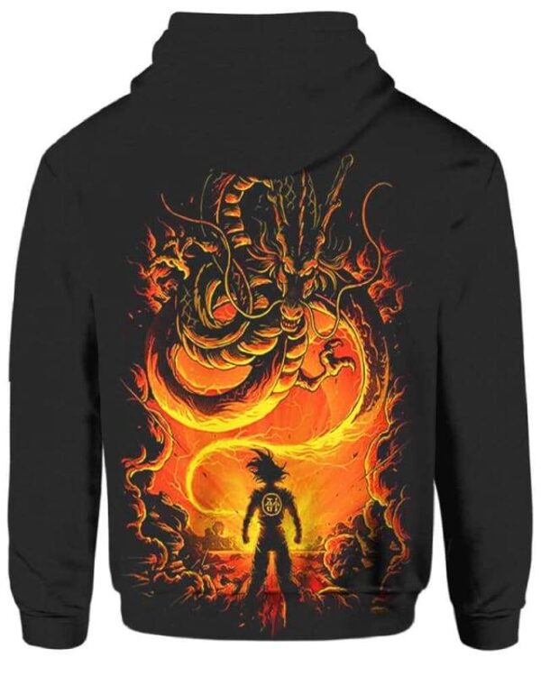 Goku vs Dragon Shenron - All Over Apparel - www.secrettees.com