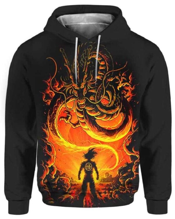 Goku vs Dragon Shenron - All Over Apparel - Hoodie / S - www.secrettees.com