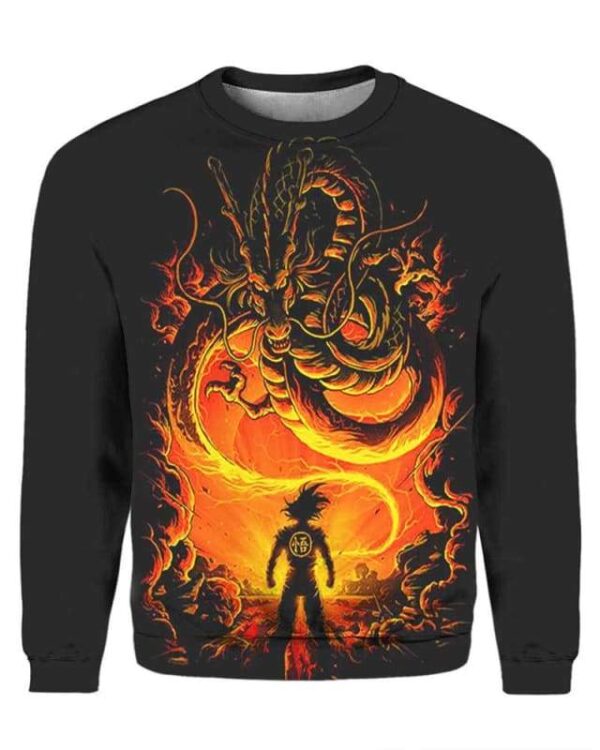 Goku vs Dragon Shenron - All Over Apparel - Sweatshirt / S - www.secrettees.com
