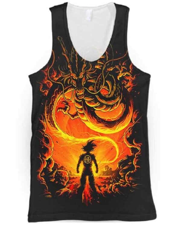 Goku vs Dragon Shenron - All Over Apparel - Tank Top / S - www.secrettees.com