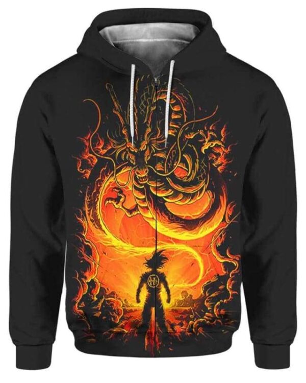 Goku vs Dragon Shenron - All Over Apparel - Zip Hoodie / S - www.secrettees.com