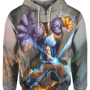 Goku vs Thanos - All Over Apparel - Zip Hoodie / S - www.secrettees.com