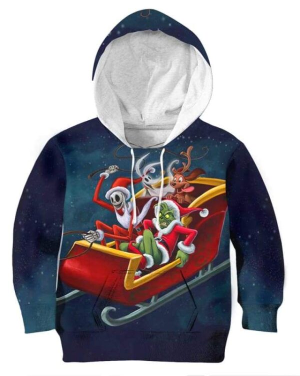 Grinch and Jack - All Over Apparel - Kid Hoodie / S - www.secrettees.com