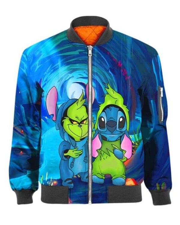 Grinch and Stitch - All Over Apparel - Bomber / S - www.secrettees.com