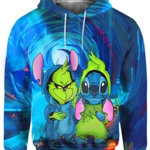 Grinch and Stitch - All Over Apparel - Hoodie / S - www.secrettees.com