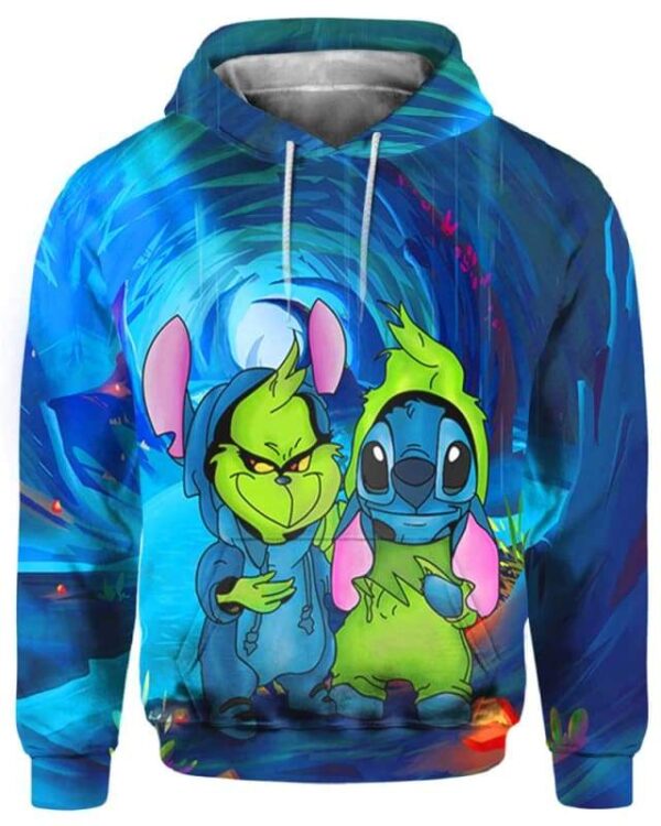 Grinch and Stitch - All Over Apparel - Hoodie / S - www.secrettees.com