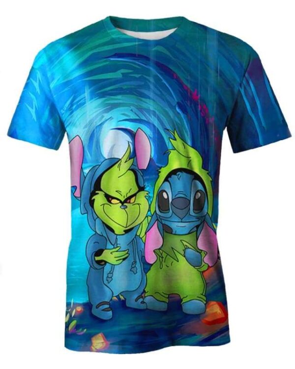 Grinch and Stitch - All Over Apparel - T-Shirt / S - www.secrettees.com